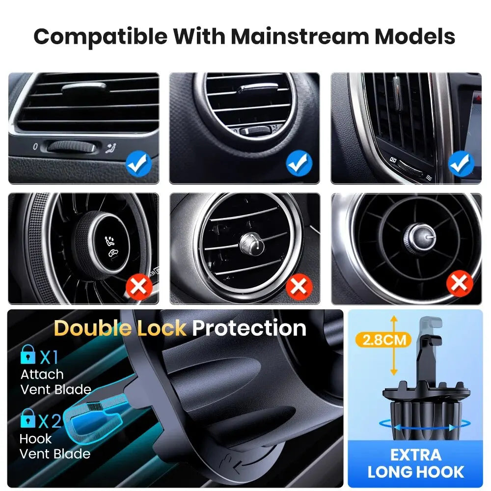 Magnetic Car Phone Holder,Upgraded N52 Super Strong Magnetic Cell Phone Mount for Car Air Vent Compatible with All Phones
