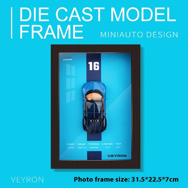 1/32 Photo Frame Version Alloy Metal Sports Car Model Simulation 3D Racing Car Hanging Painting Collection Kids Gifts Decoration